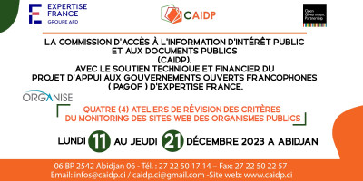 La CAIDP et le Projet d'Appui aux Gouvernements Ouverts Francophones (PAGOF 2) d'Expertise France organisent des ateliers pour redéfinir les critères du Monitoring des site web des organismes publics